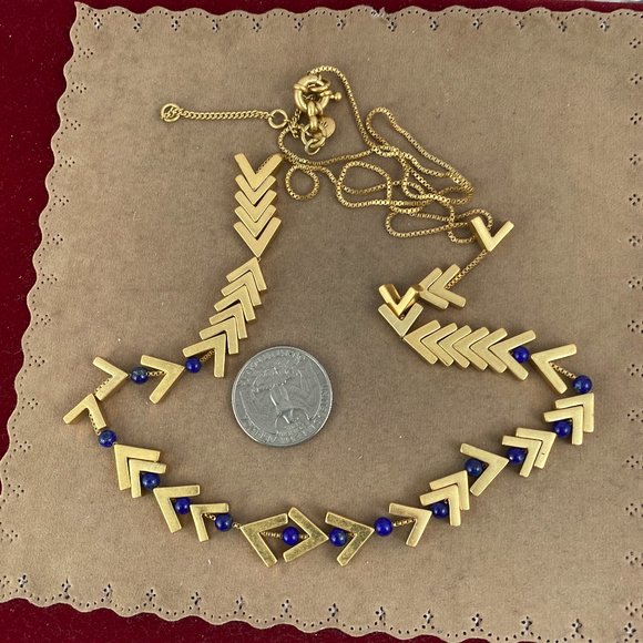 Madewell Yellow Gold Tone Lapis Arrow Stack Necklace - Picture 5 of 5